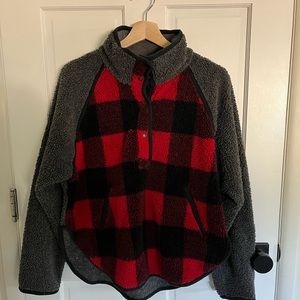 Woolrich red buffalo check pullover fleece, size xs